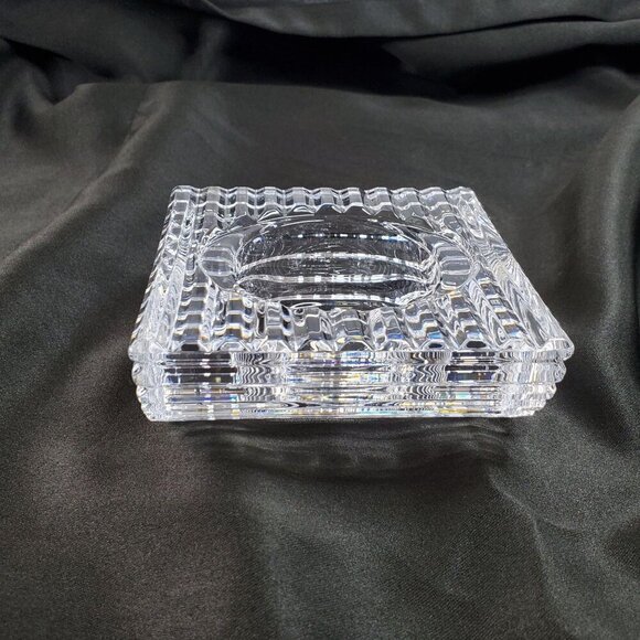 Vintage "Vide Poche" French Cut Crystal Trinket Dish Candle Holder Tea Light 4" - Picture 4 of 14